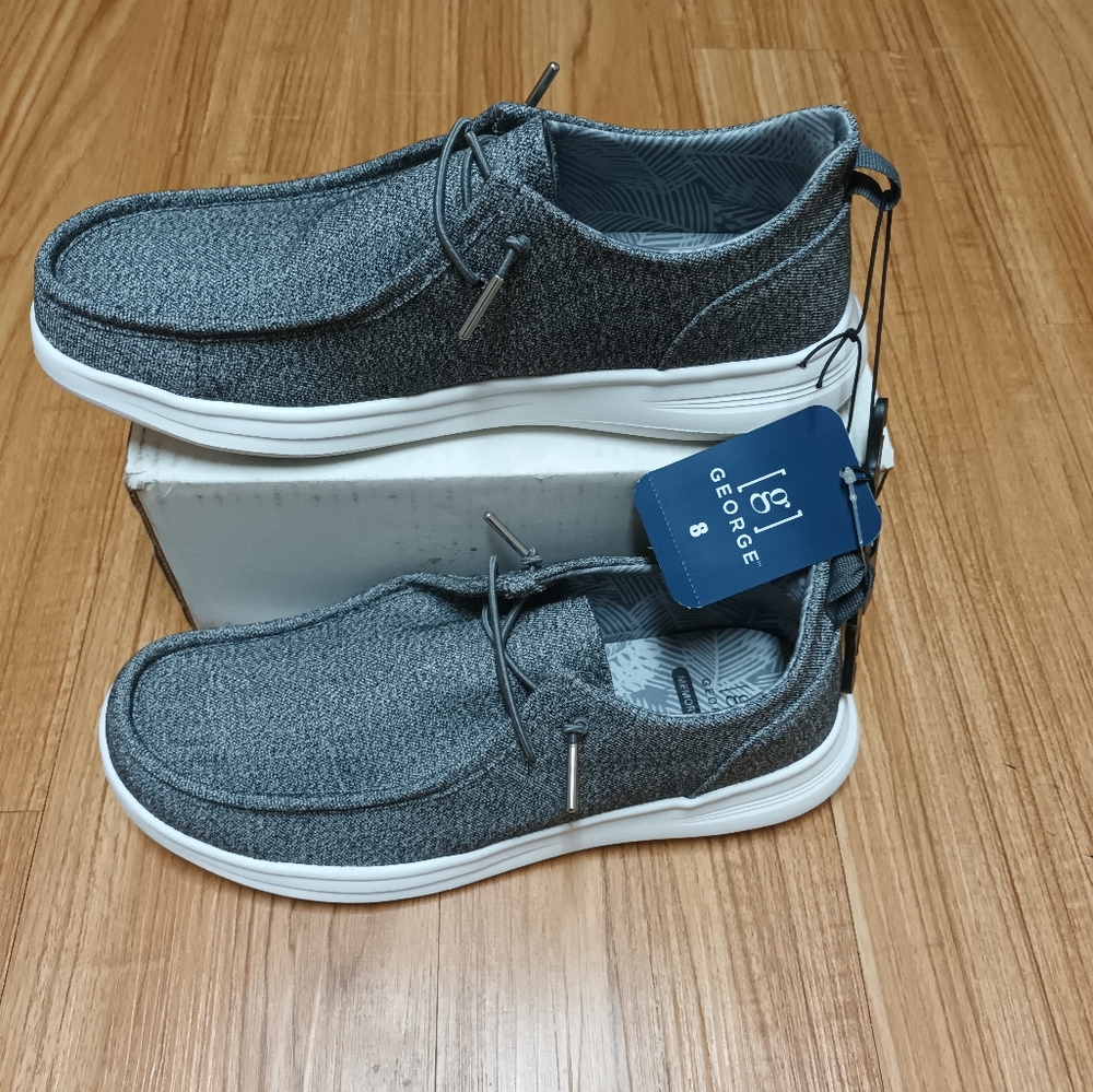 George Men Comfortable  Shoes Sneakers Mens Gray Bungee Laces Eas…